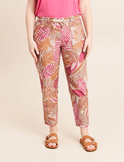 Pantalon droit r&eacute;versible marron femme
