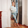Pantalon leger imprime magique bleu marine femme