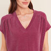T-shirt manches courtes rouge fonc&eacute; femme