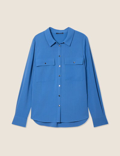 Chemise manches longues bleu foncé femme