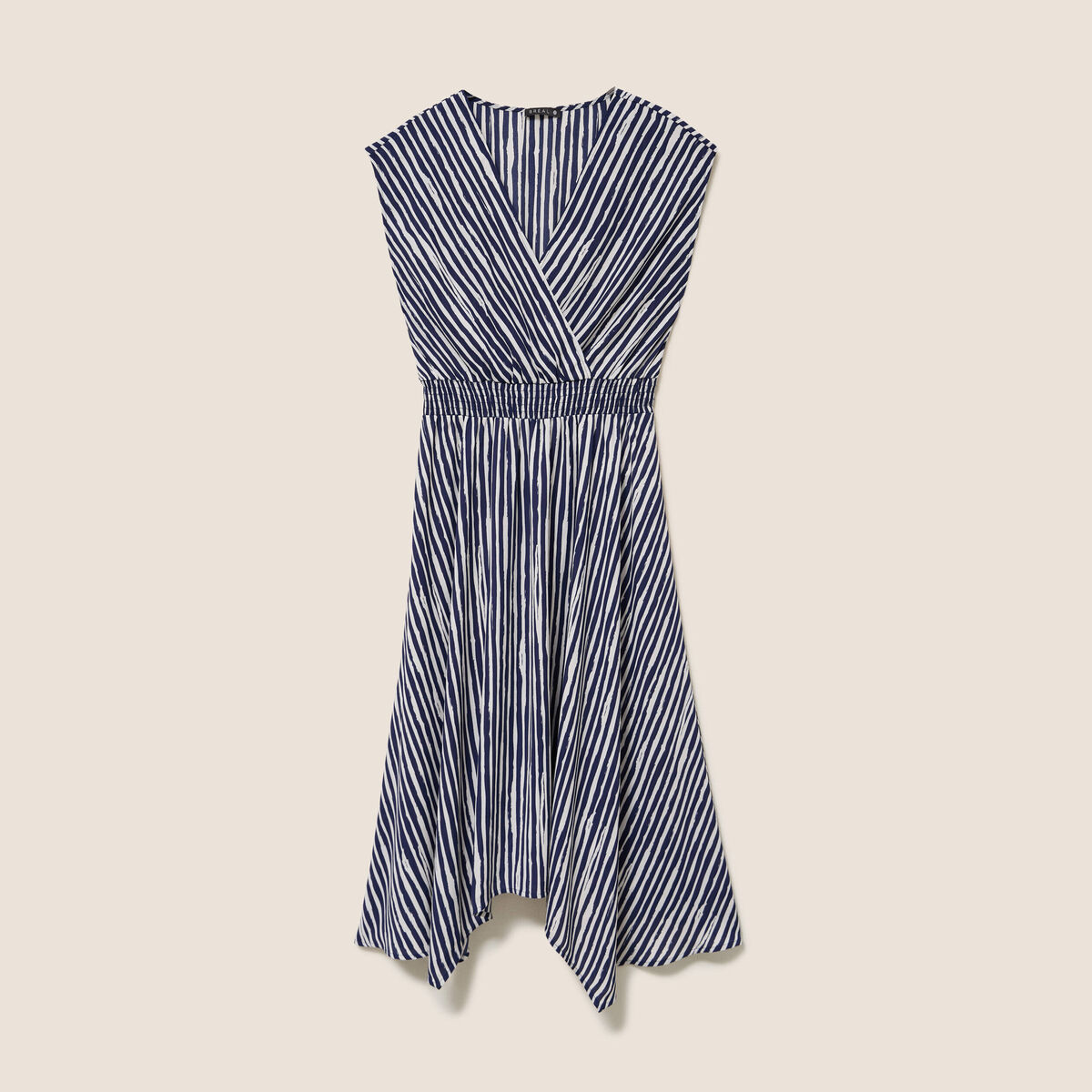 Robe &eacute;vas&eacute;e 3/4 sans manches col v blanc femme