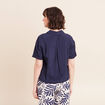 Chemise ample courte &agrave; manches courtes bleu marine femme