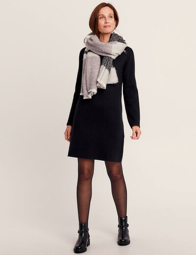 Robe pull droite col montant noir femme