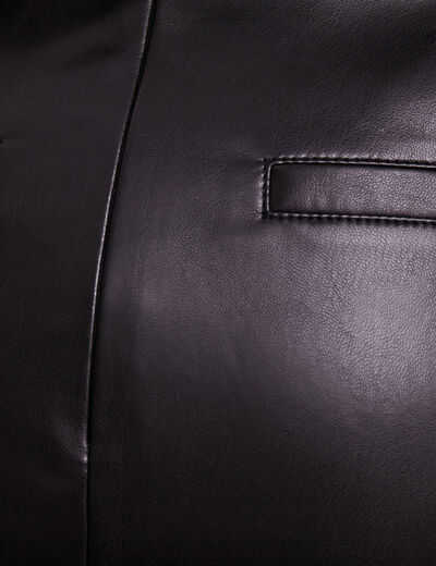 Jupe droite simili cuir noir femme