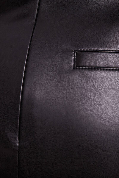 Jupe droite simili cuir noir femme