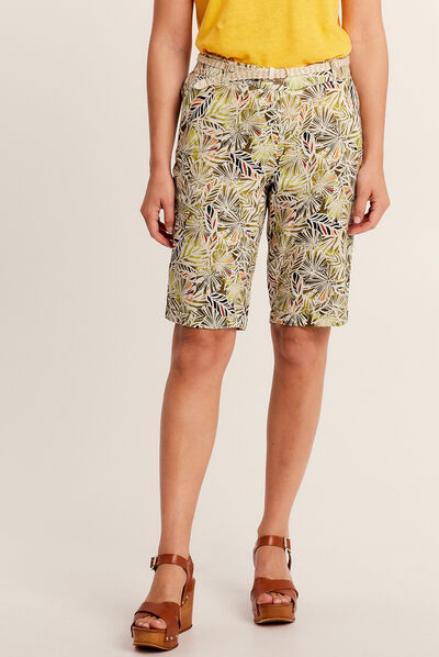 Short droit ceinturé vert femme