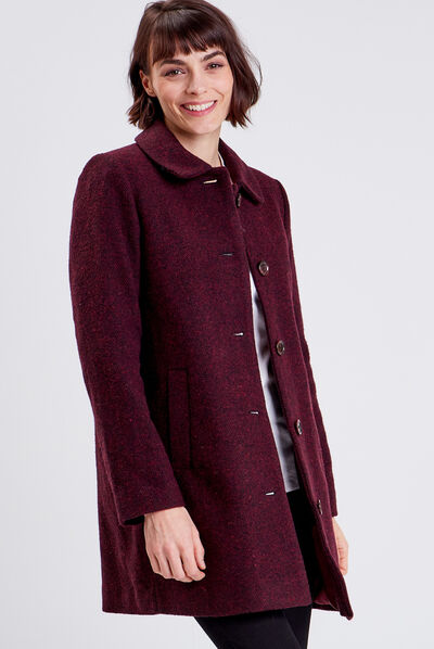 Manteau évasé boutonné noir femme