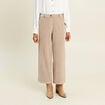 Pantalon loose en velours beige femme