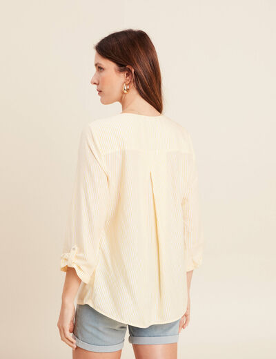 blouse fluide manches 3/4 jaune femme
