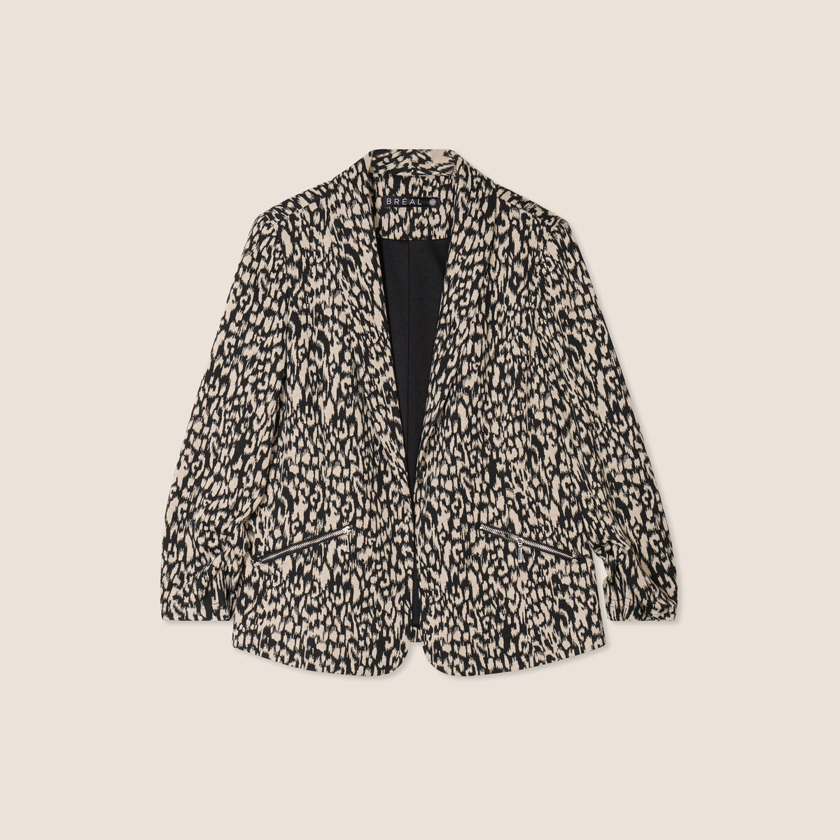 Veste cintr&eacute;e col ch&acirc;le noir femme