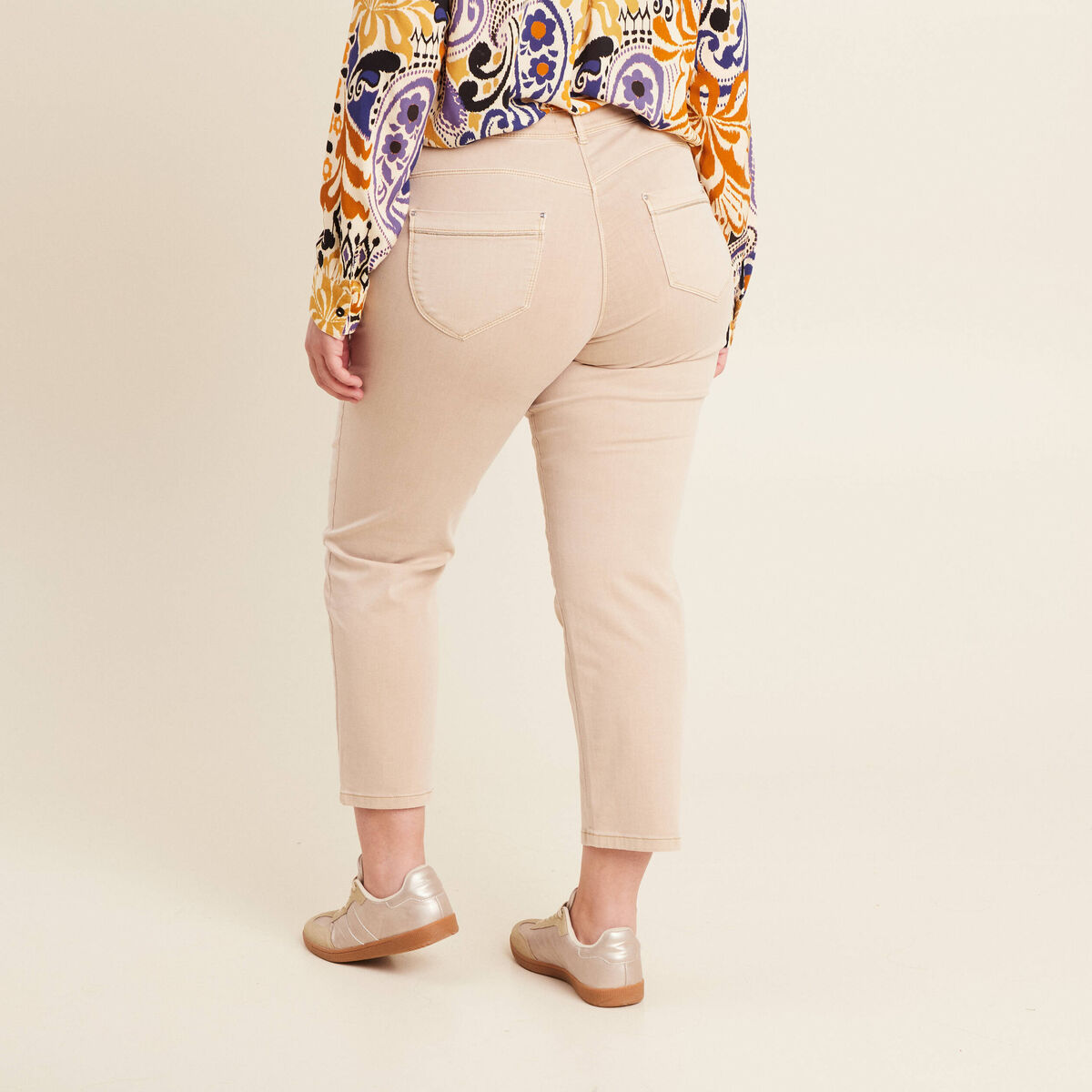 Jean droit 7/8ème denim beige femme