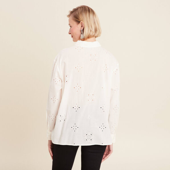 Chemise manches longues ecru femme