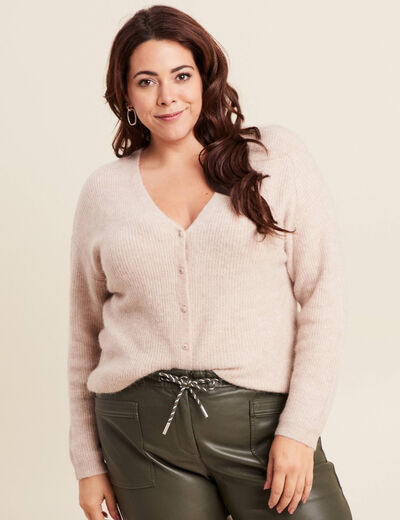 Gilet manches longues beige femme