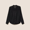 Chemise ample satin&eacute;e manches longues noir femme