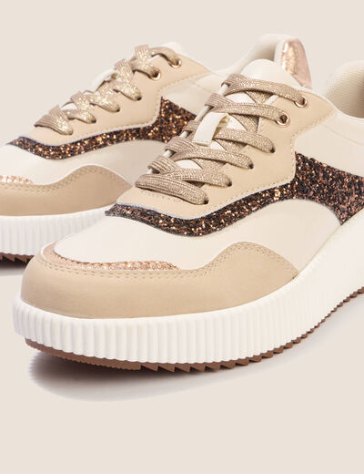 Baskets &agrave; talon compens&eacute; sable femme