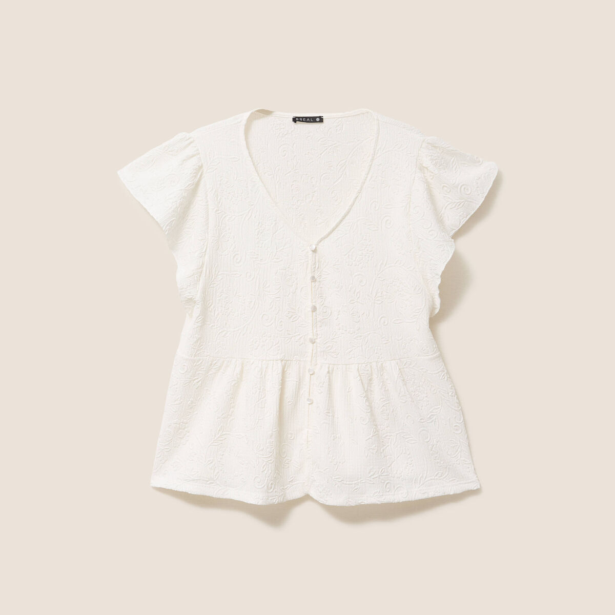 Blouse manches courtes ecru femme