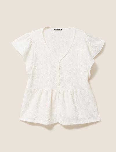 Blouse manches courtes ecru femme
