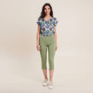 Pantacourt droit taille standard vert femme