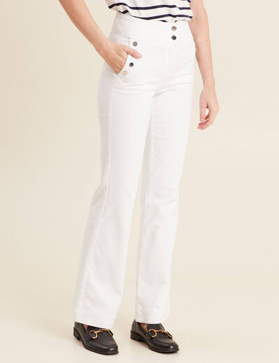 Pantalon coupe bootcut &agrave; pont blanc femme