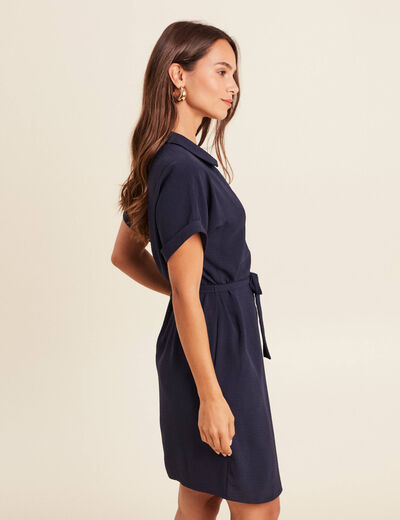 Robe fluide manches courtes bleu marine femme