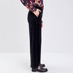 Pantalon large velours noir femme