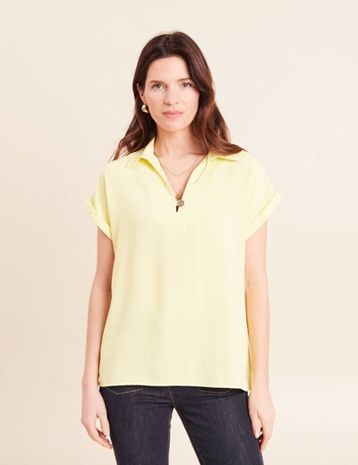 Blouse manches courtes jaune pastel femme