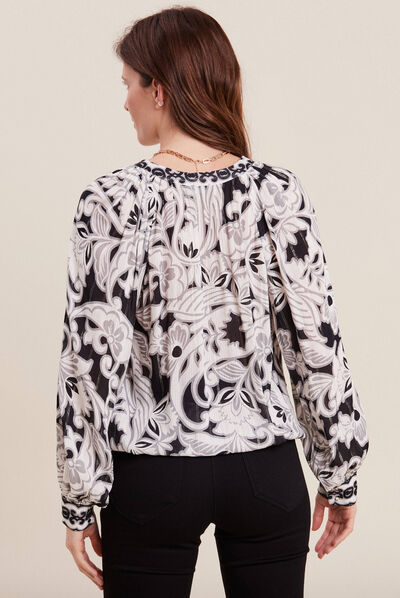 Blouse manches longues gris femme