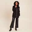 Manteau cintr&eacute; mi-long &agrave; capuche noir femme