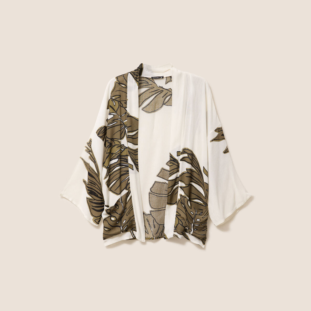 Veste esprit kimono vert kaki femme