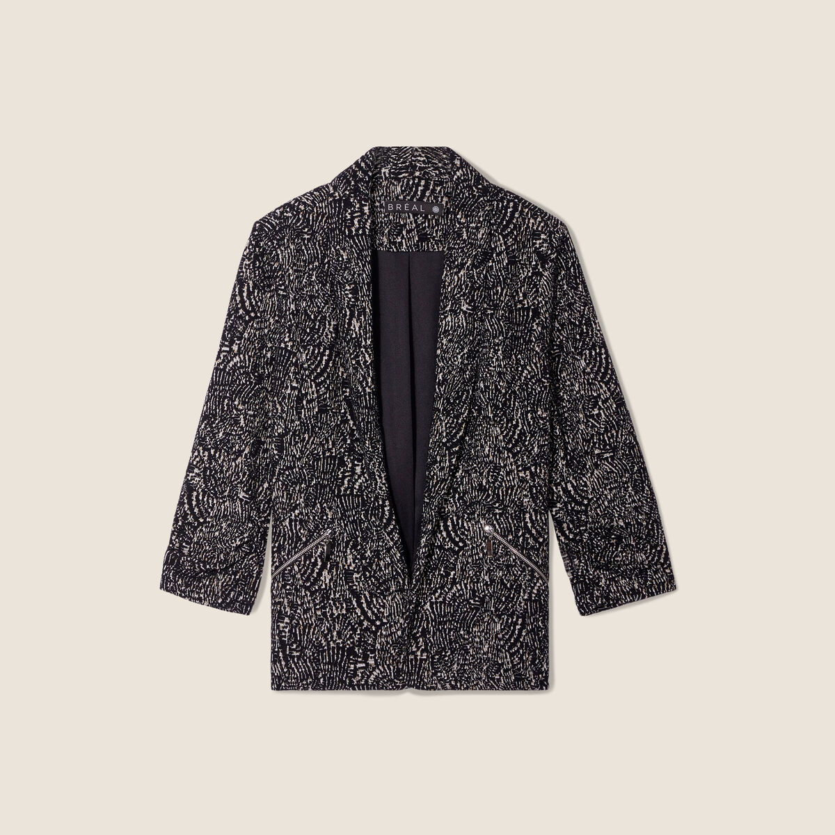 Veste tailleur manches 3/4 noir femme