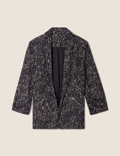 Veste tailleur manches 3/4 noir femme