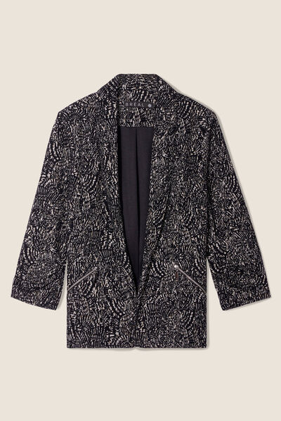 Veste tailleur manches 3/4 noir femme