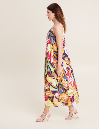 Robe longue évasée fluide multicolore femme