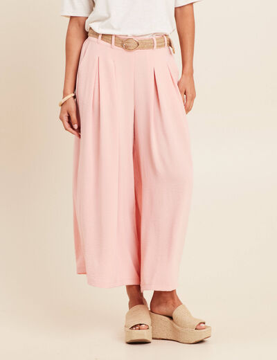 Pantalon jupe-culotte large rose saumon femme
