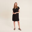 Robe droite col en V noir femme