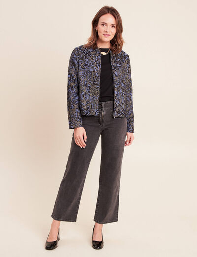 Jean large 7/8&egrave;me denim gris femme