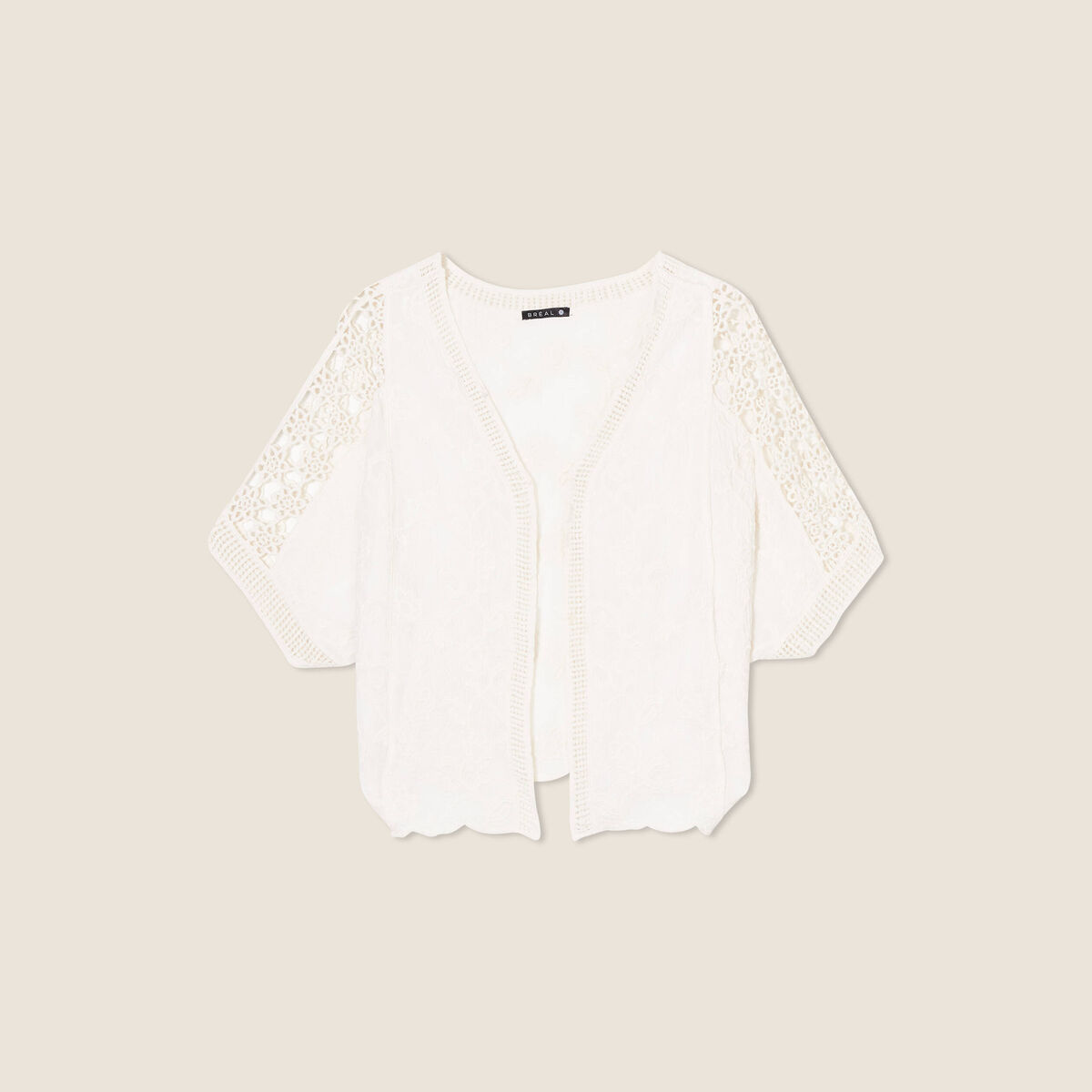 Gilet manches courtes dentelle ivoire femme