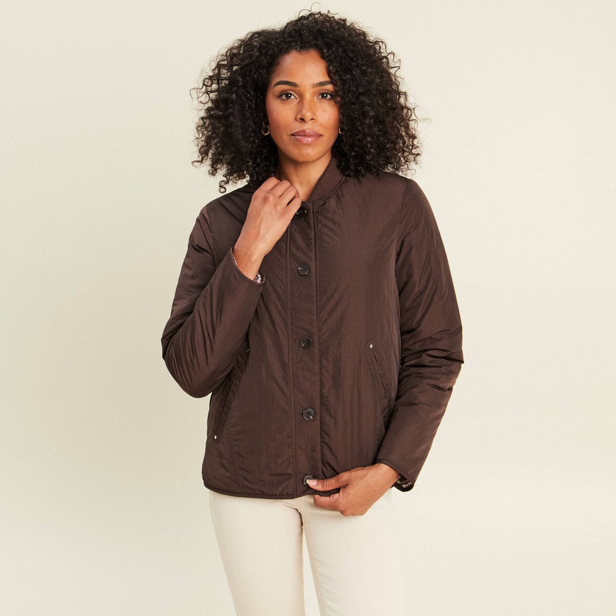 Doudoune doubl&eacute;e marron fonc&eacute; femme