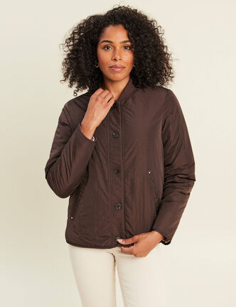 Doudoune doubl&eacute;e marron fonc&eacute; femme