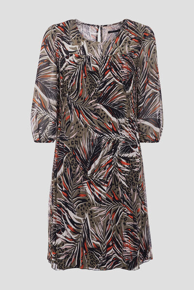 Robe évasée avec plis vert foncé femme