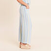 Pantalon large 7/8&egrave;me taille haute bleu femme