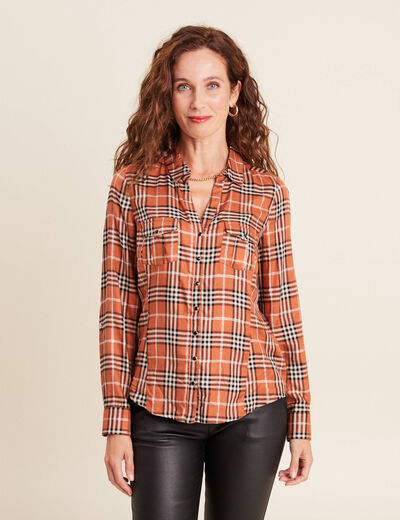 Chemise manches longues orange femme