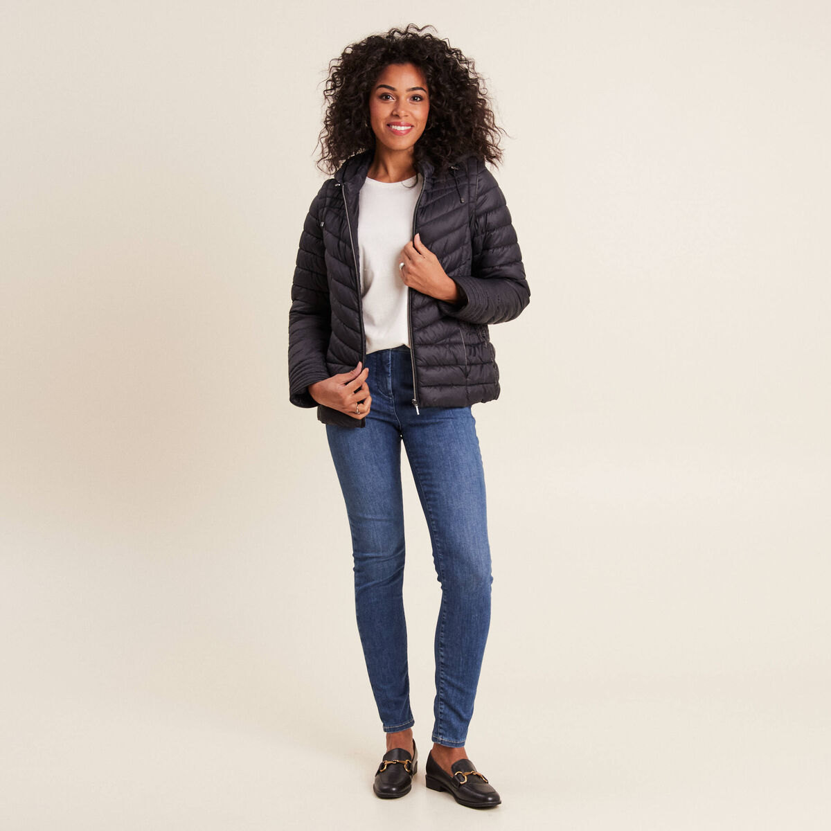 Doudoune manches amovibles noir femme
