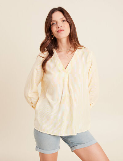 blouse fluide manches 3/4 jaune femme
