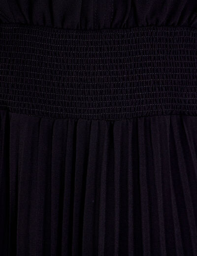 Robe longue évasée à volants noir femme