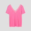 T-shirt manches courtes rose fushia femme