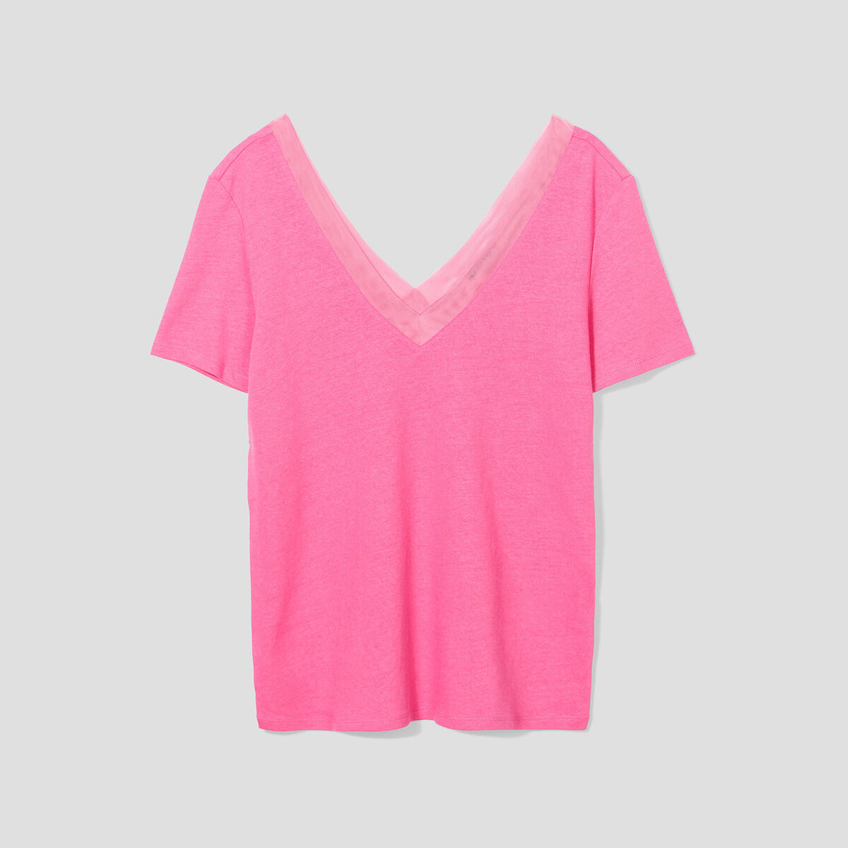 T-shirt manches courtes rose fushia femme