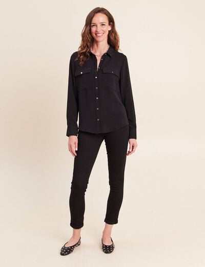Chemise manches longues noir femme