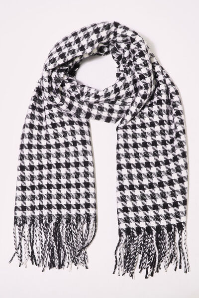Écharpe à franges noir femme