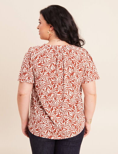 Blouse fluide manches courtes orange femme
